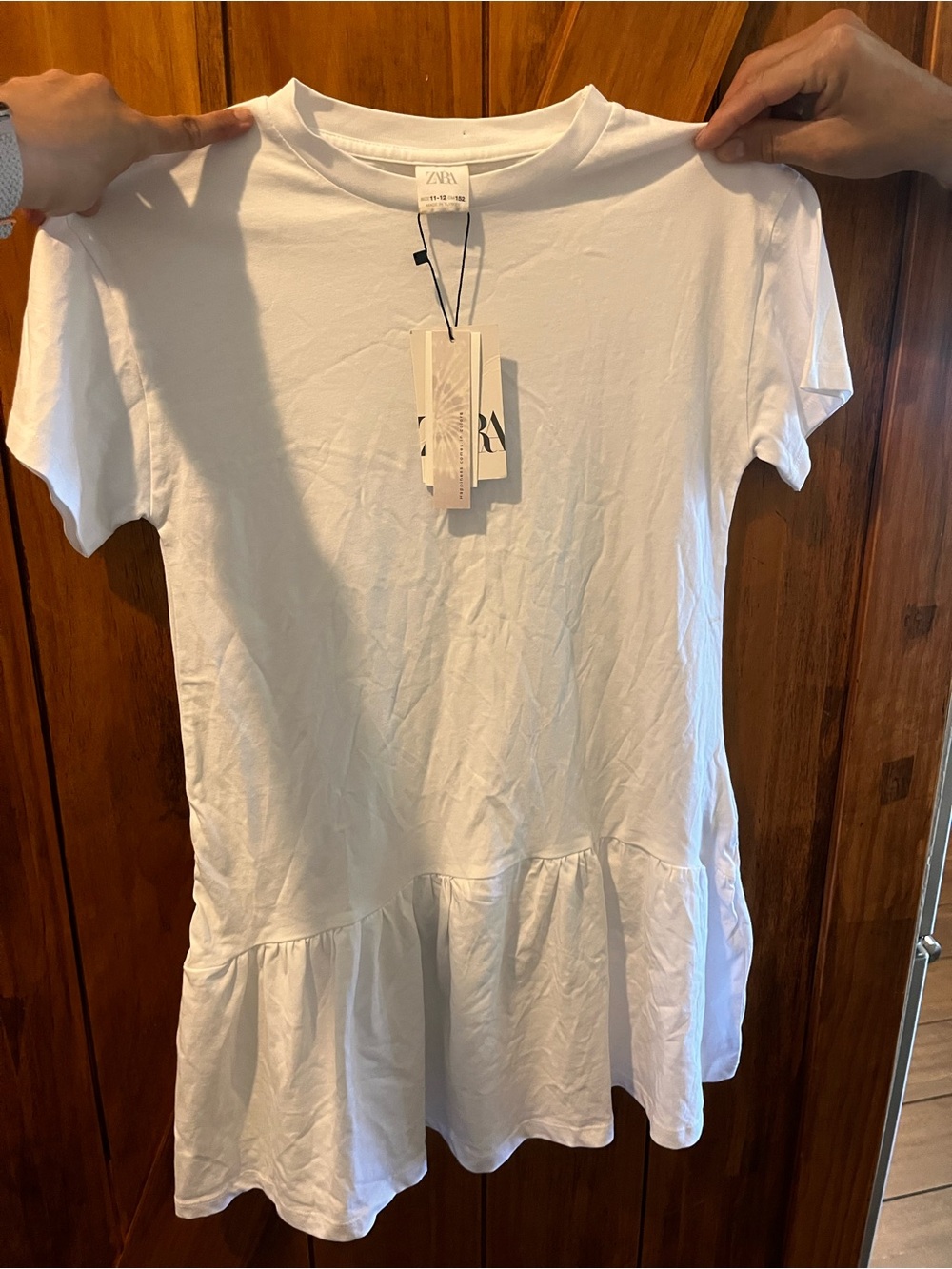 Zara White Short Sleeve Peplum Tunic